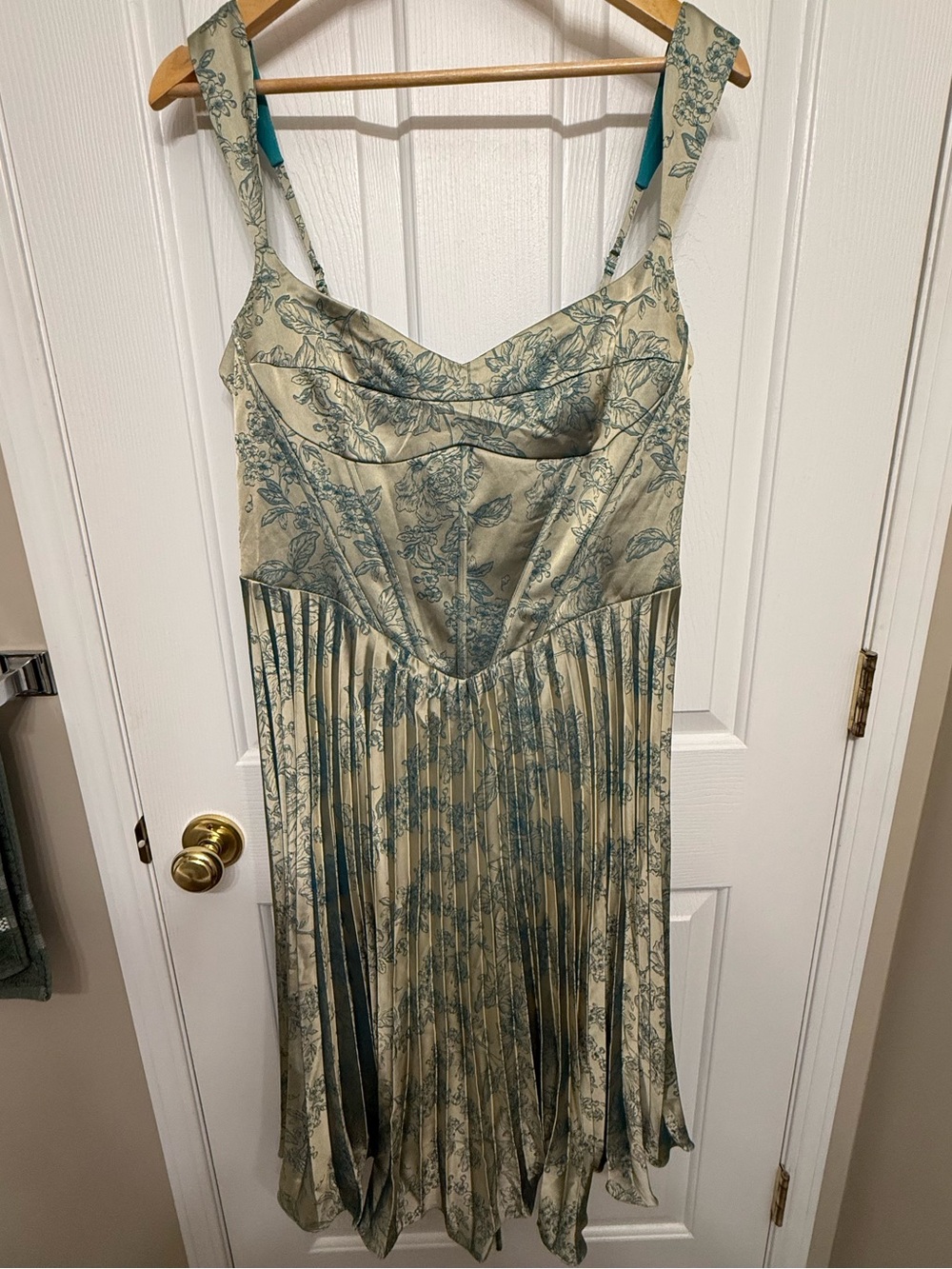 Azazie Isonelle Platinum Teal Midi Dress